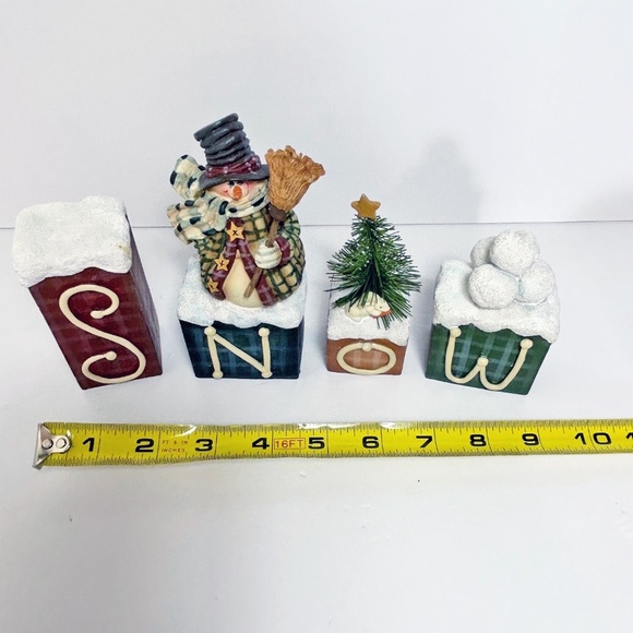 Vintage Crazy Mountain Mindy Cain SNOW Blocks Christmas decor, in box - Picture 2 of 6
